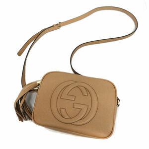 GUCCI Soho Shoulder Bag Leather Beige Interlocking GG